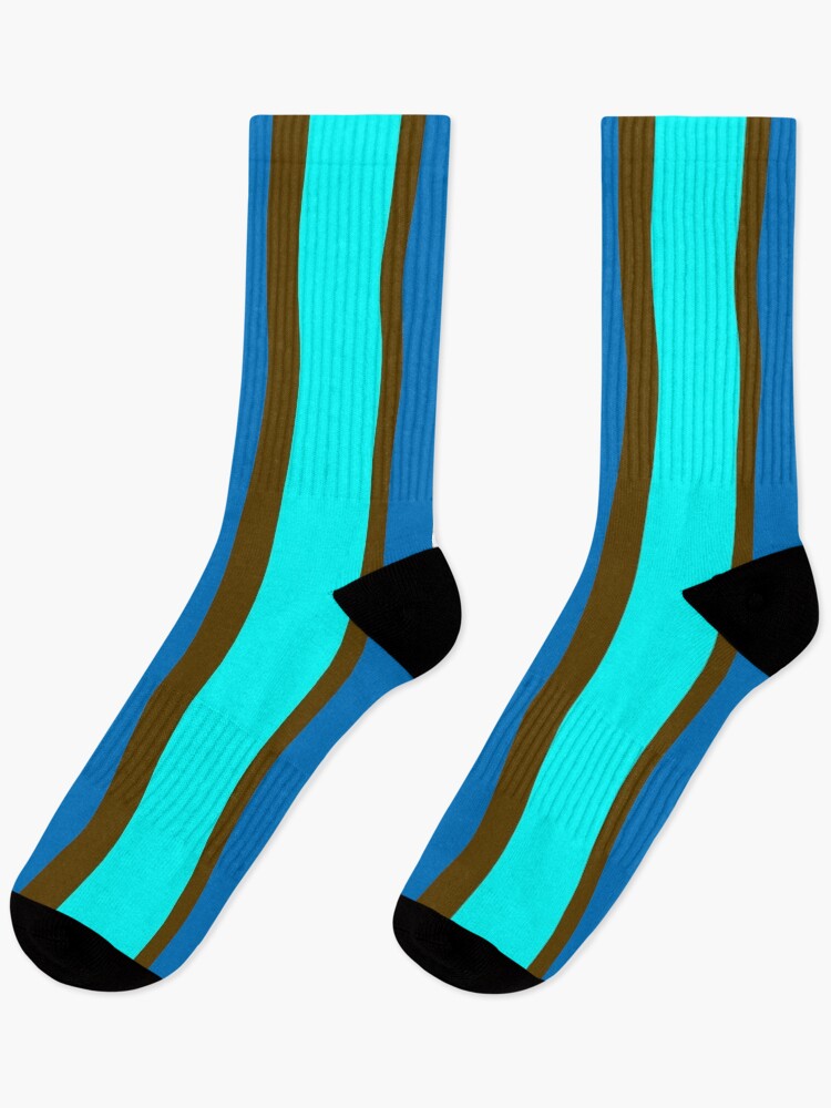 Stripes © Unisex Socks - Chocolate Brown, Light Blue