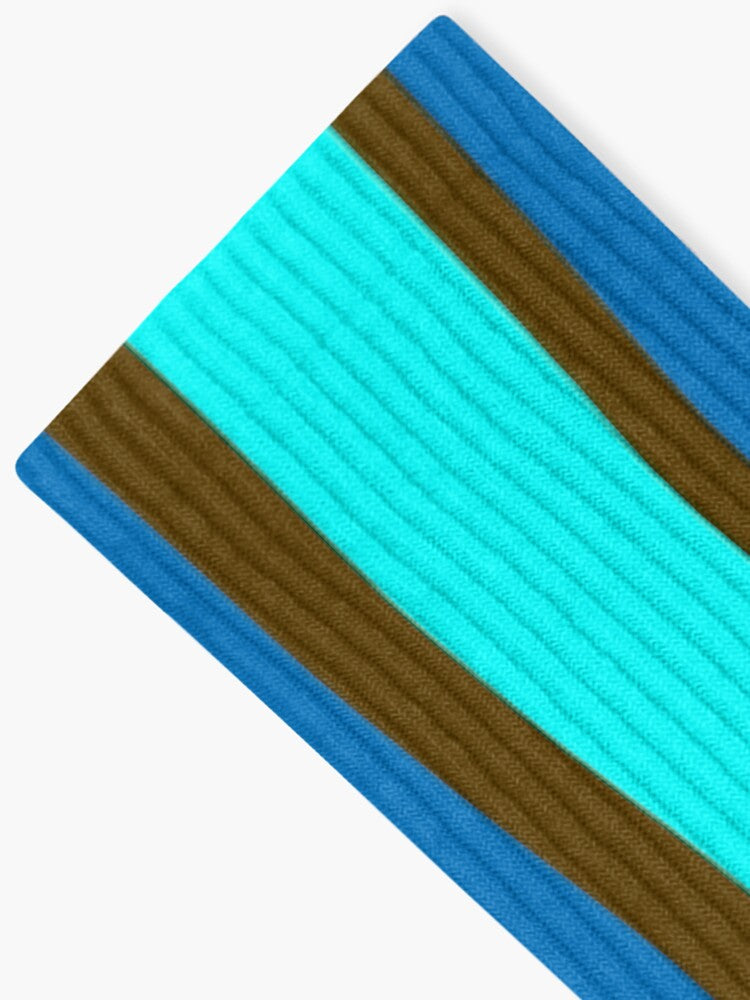 Stripes © Unisex Socks - Chocolate Brown, Light Blue