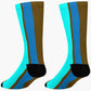 Stripes © Unisex Socks - Chocolate Brown, Light Blue