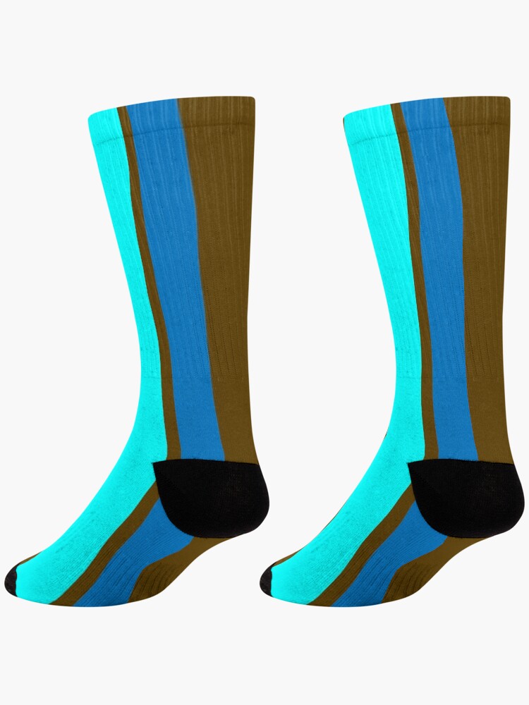 Stripes © Unisex Socks - Chocolate Brown, Light Blue