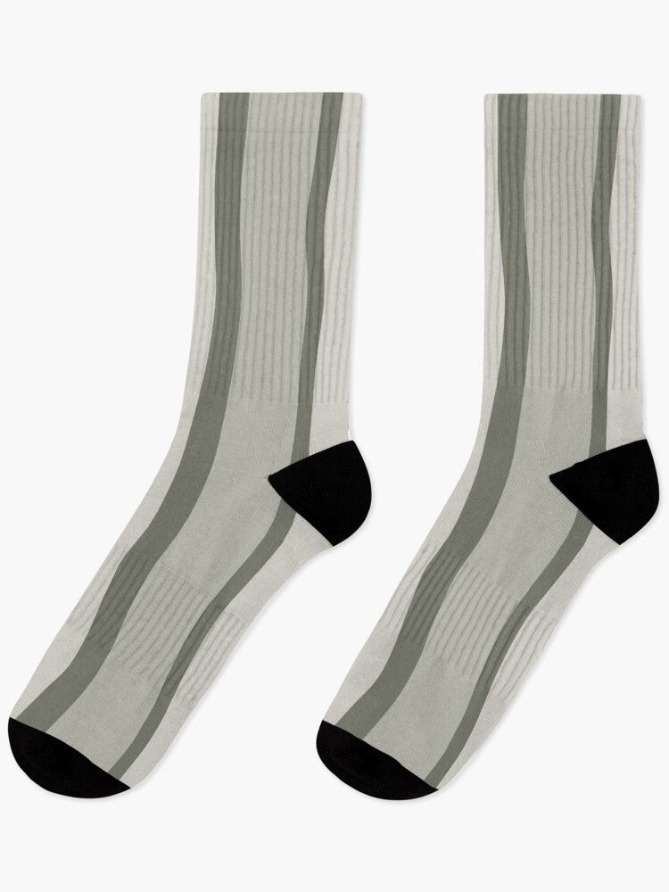 Stripes © Unisex Socks - Gray and Soft White
