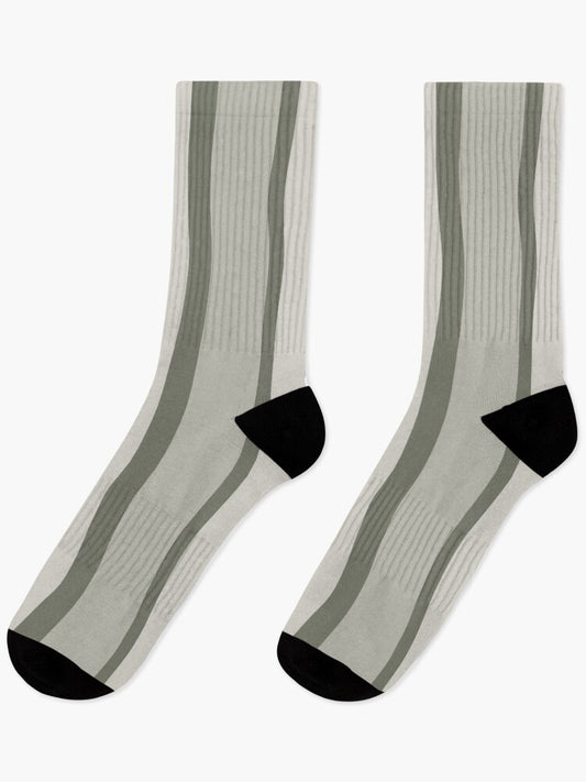 Stripes © Unisex Socks - Gray and Soft White