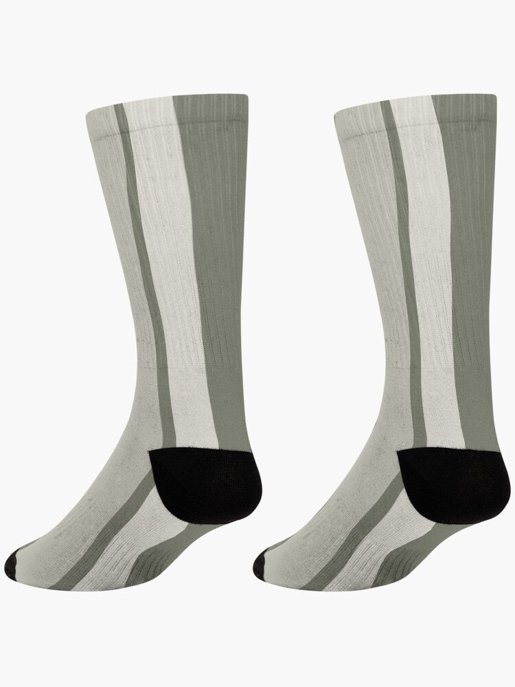 Stripes © Unisex Socks - Gray and Soft White