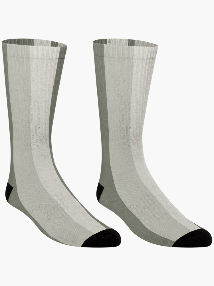 Stripes © Unisex Socks - Gray and Soft White
