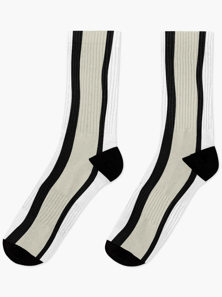Stripes © Unisex Socks - Black, Beige, and White