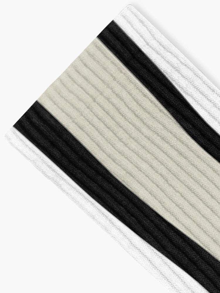 Stripes © Unisex Socks - Black, Beige, and White