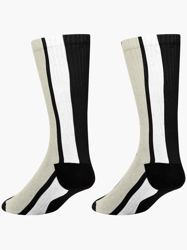 Stripes © Unisex Socks - Black, Beige, and White