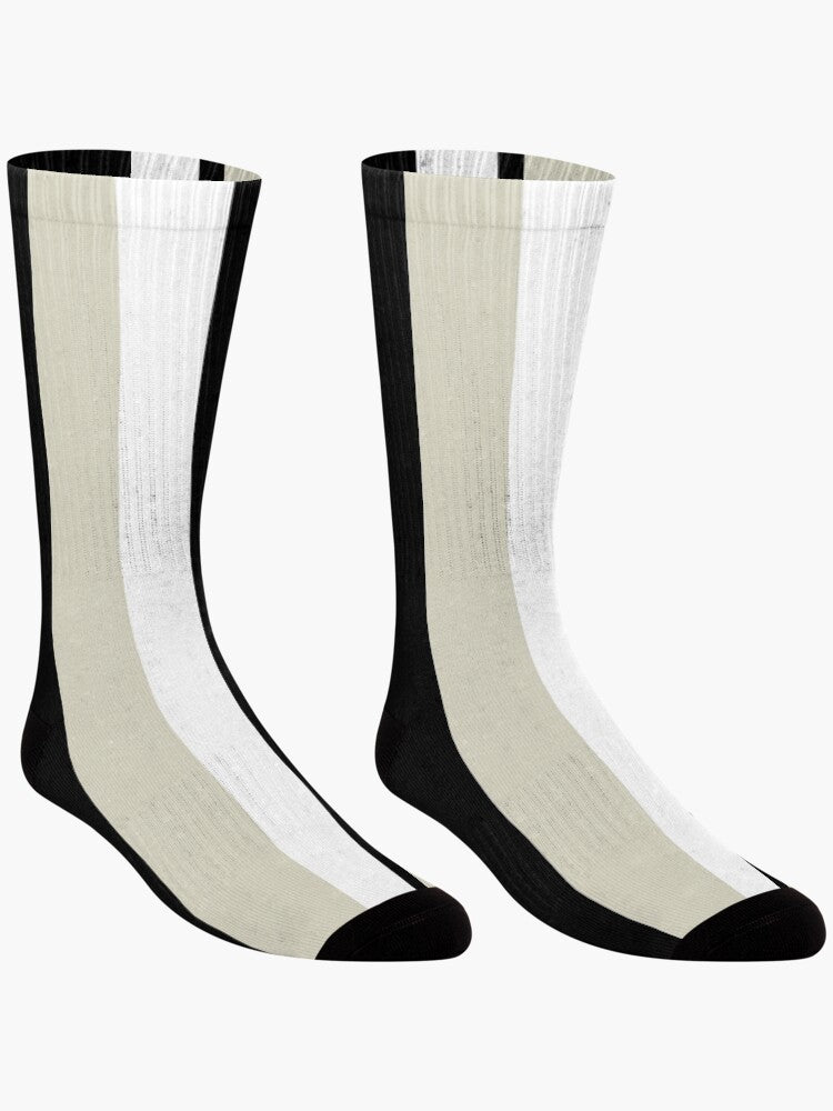 Stripes © Unisex Socks - Black, Beige, and White
