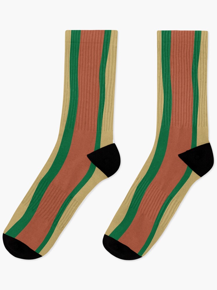 Stripes © Unisex Socks - Forest Green, Terra Cotta, Warm Beige Socks