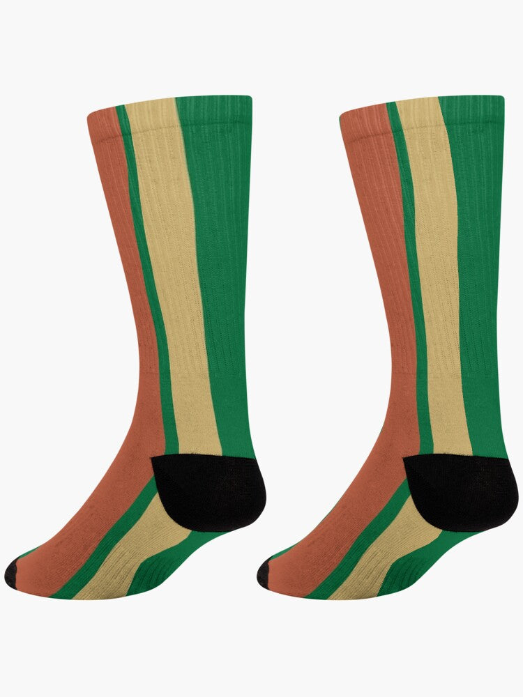 Stripes © Unisex Socks - Forest Green, Terra Cotta, Warm Beige Socks