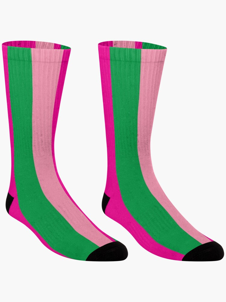 Stripes © Unisex Socks - Pink and Green